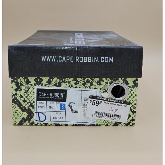 Cape Robbin Evans Teal/Silver Rhinestone Stiletto Heels – Size 8 (New in Box) - Picture 5 of 5